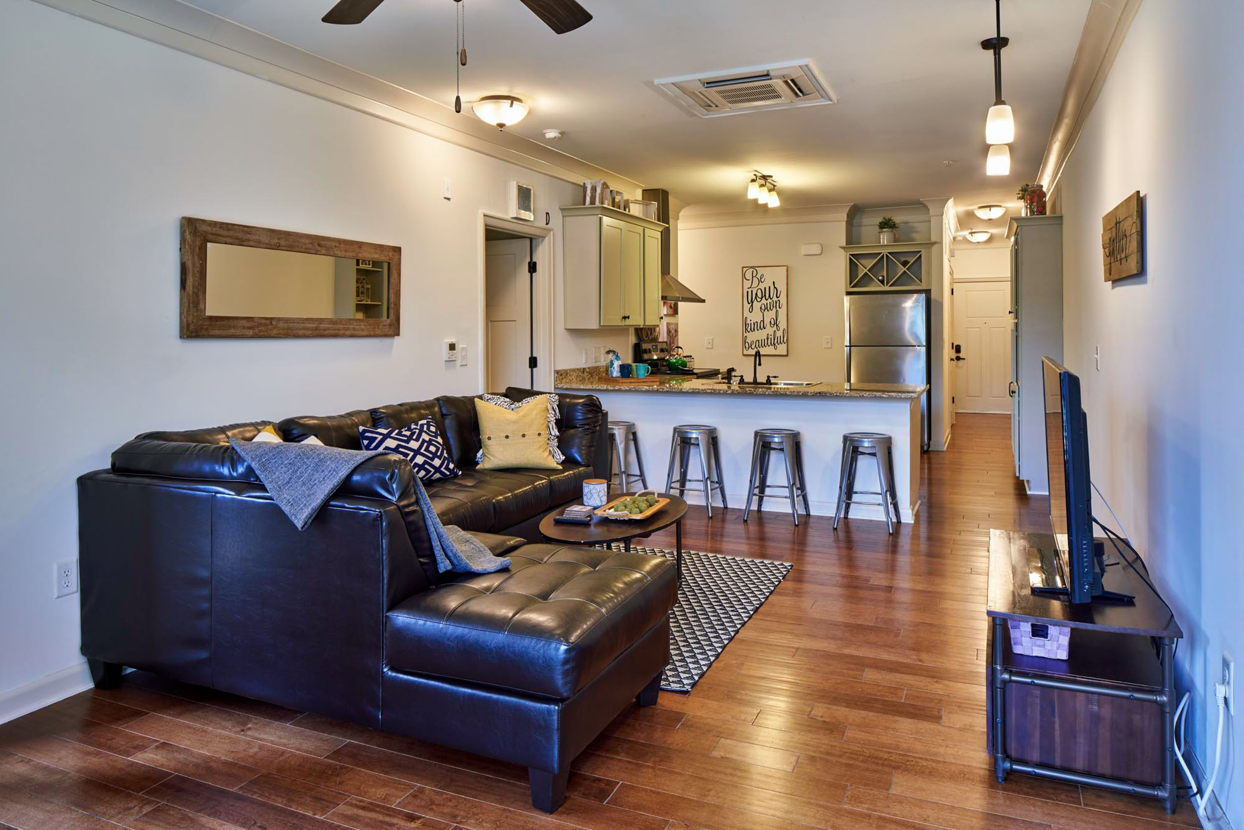 Apartment living room and kitchen