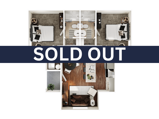 2BR/2BA – Sycamore – Standard floor plan